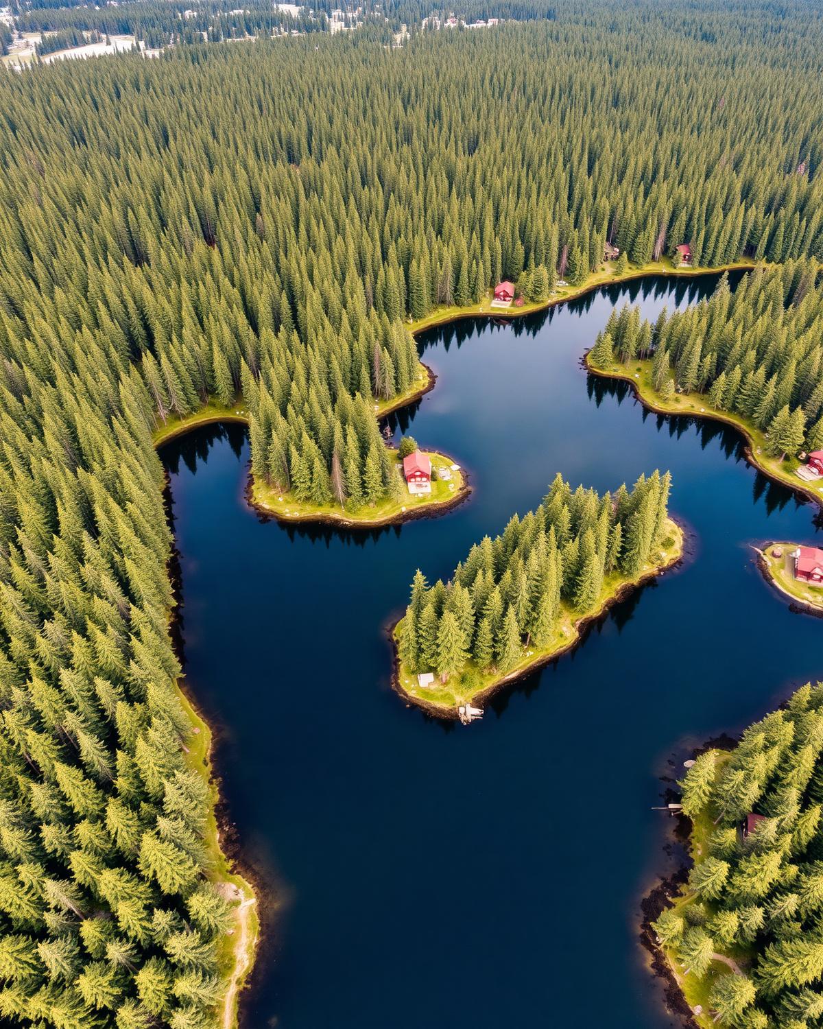Aerial view of Finnish lake region
