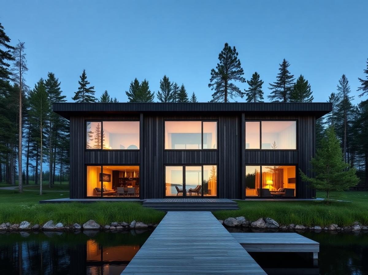Moderni järvenrantahuvila